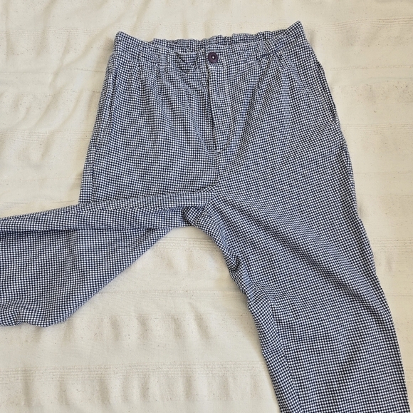 Free People Kate Plaid Straight Leg Pant Blue & White Check size Medium - Picture 15 of 16